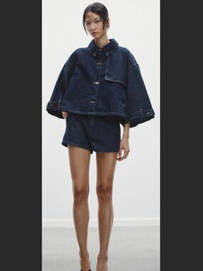 Cape-like denim jacket